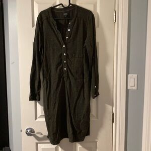 Long sleeve khaki cotton Shirtdress